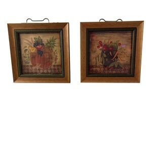 Valerie Evers Wenk Fruit Bowl Framed Art Prints Set of 2 Country Folk Art 8x8